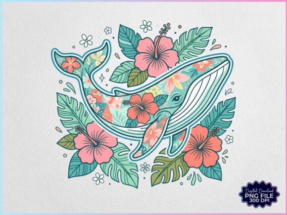 Download Summer Beach Tropical Whale Floral PNG - Png Collection