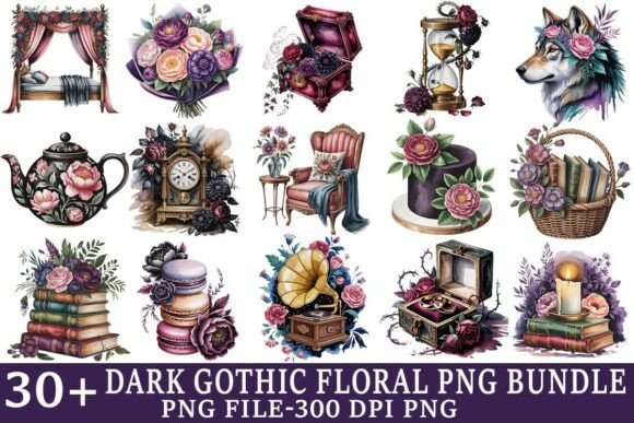 Download Dark Gothic Floral PNG Bundle - Png Collection