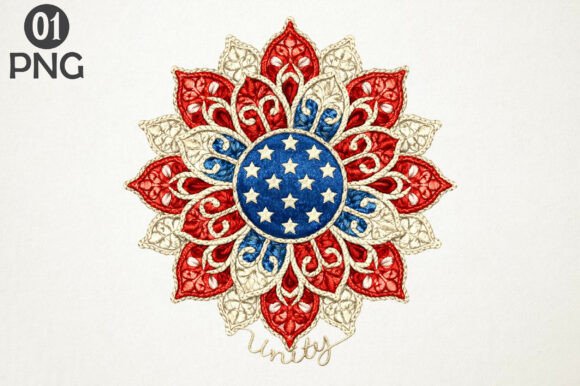 Download Unity USA Flag Mandala Embroidery PNG - Png Collection