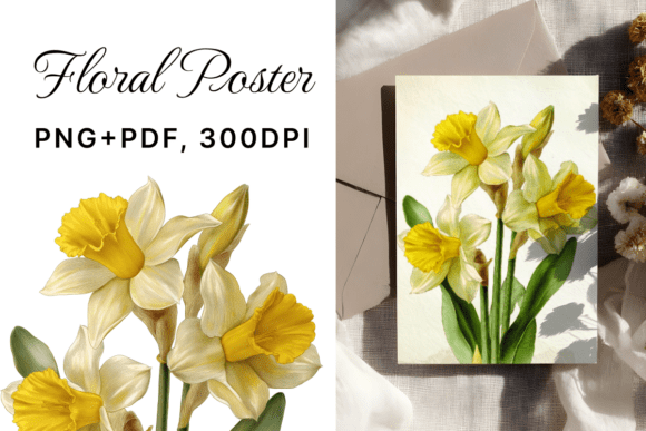 Download Vintage Daffodil, Narcissus, PNG + PDF - Png Collection