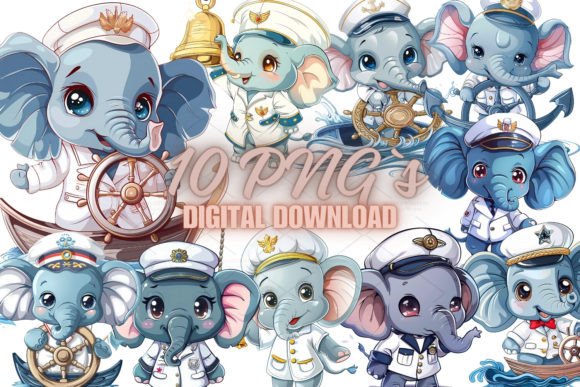 Download Cute Elephant Captain Clipart, PNG 6S-15 - Png Collection