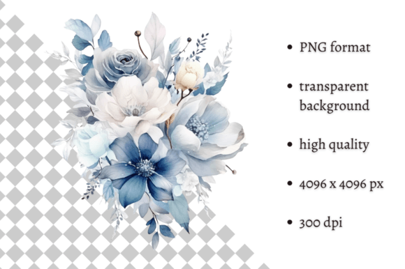 Download Dusty Blue Flowers PNG Illustration - Png Collection