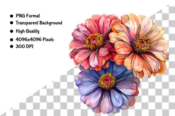Download Watercolor Zinnia Flower PNG - Png Collection