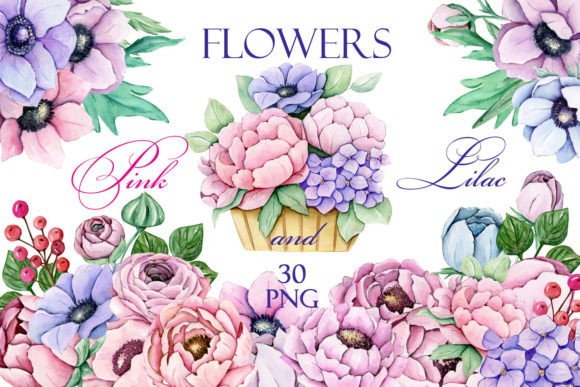 Download Pink and Blue Flowers PNG, Bouquets - Png Collection