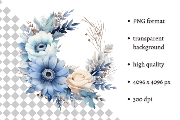 Download Dusty Blue Flowers PNG Illustration - Png Collection
