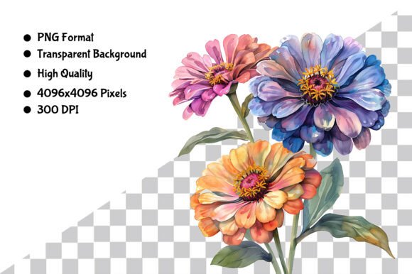 Download Watercolor Zinnia Flower PNG - Png Collection