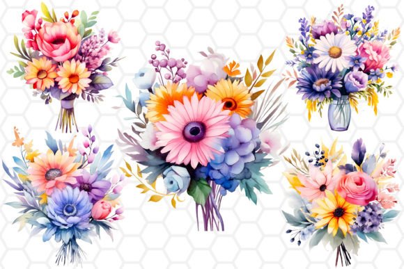Download Watercolor Flower Bouquet Clipart PNG - Png Collection