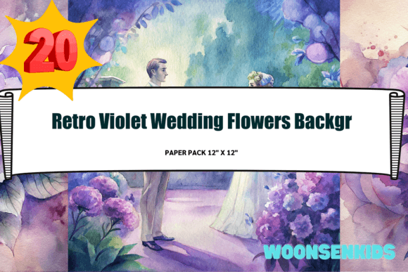 Download Top Retro Violet Wedding Flowers Background Watercolor Png Kdp Digital Paper - Png Collection