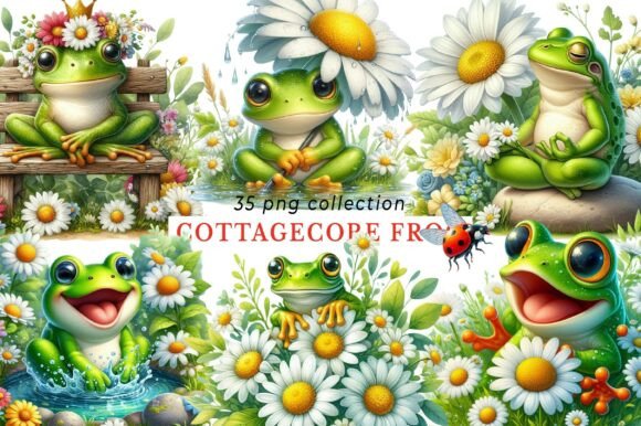 Download Watercolor Cottagecore Frog Garden PNG - Png Collection