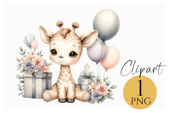 Download Baby Giraffe Birthday Clipart PNG - Png Collection
