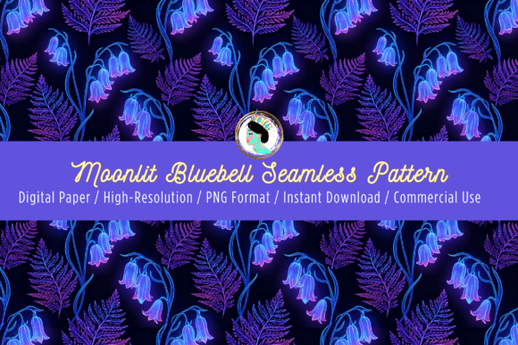 Download Moonlit Bluebell Seamless Pattern PNG - Png Collection