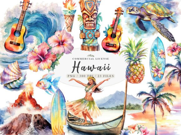 Download Hawaii Watercolor Tiki Art, Tropical Png - Png Collection