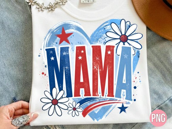 Download 4th of July Mama Heart Daisy PNG Tshirt - Png Collection