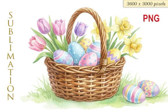 Download Spring Easter Basket, Watercolor PNG - Png Collection