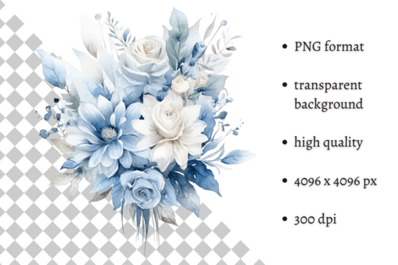 Download Dusty Blue Flowers PNG Illustration - Png Collection