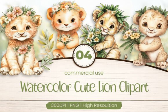 Download Watercolor Cute Lion Clipart PNG - Png Collection