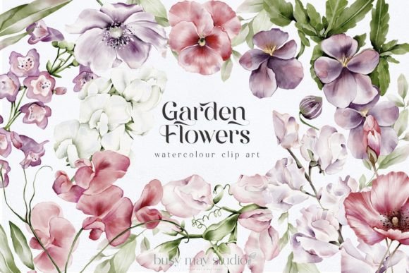Download Garden Flowers Watercolour Clip Art PNG - Png Collection