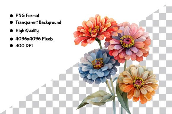 Download Watercolor Zinnia Flower PNG Clipart - Png Collection