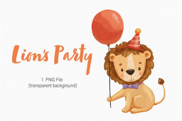 Download Cute Lion Clipart Party Balloon Hat Png - Png Collection