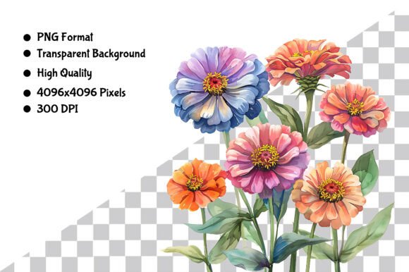 Download Watercolor Zinnia Flower PNG - Png Collection