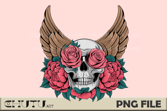 Download Gothic Angel Skull with Roses PNG - Png Collection