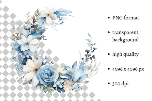 Download Dusty Blue Flowers PNG Illustration - Png Collection