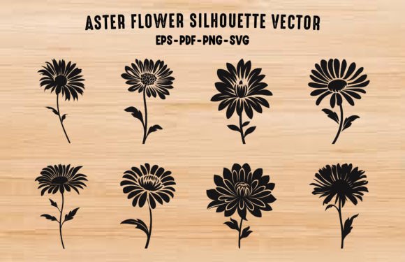 Download Aster Flower Silhouettes Clipart PNG Set - Png Collection