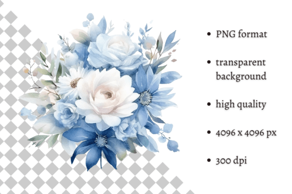 Download Dusty Blue Flowers PNG Illustration - Png Collection