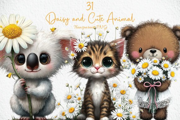 Download Daisy and Cute Animal Clipart PNG - Png Collection