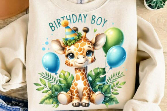 Download Baby Giraffe Birthday Boy Png - Png Collection