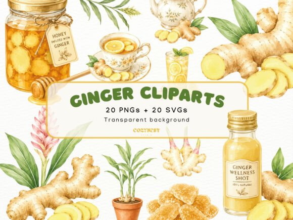 Download Ginger Watercolor Cliparts Botanical PNG - Png Collection