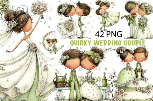 Download Quirky Wedding Couple PNG Bundle - Png Collection