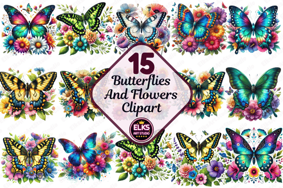 Download Watercolor Butterflies and Flowers Png - Png Collection