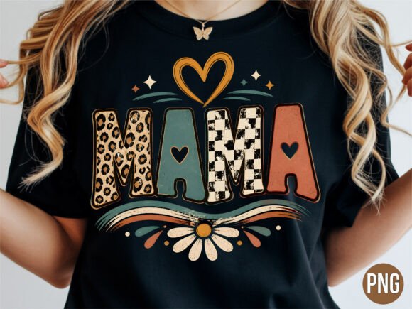 Download Retro Mama Cheetah Daisy PNG T-shirt - Png Collection