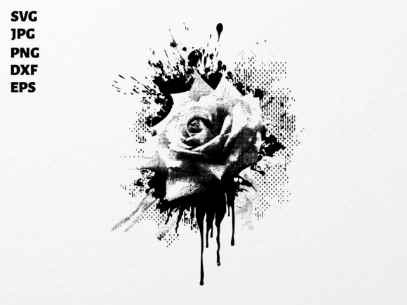 Download Ink Splatter Rose Sublimation PNG - Png Collection