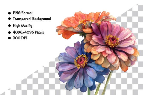 Download Watercolor Zinnia Flower PNG - Png Collection