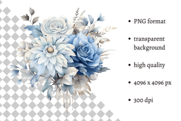 Download Dusty Blue Flowers PNG Illustration - Png Collection