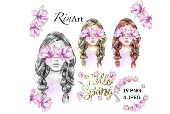 Download Girl with Magnolia Flowers Clipart Png - Png Collection