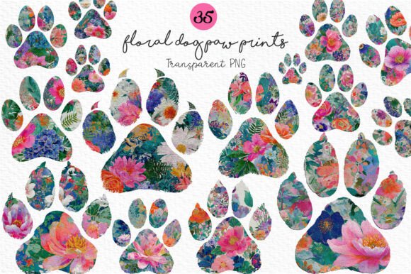 Download Floral Dog Paw Prints Clipart PNG - Png Collection