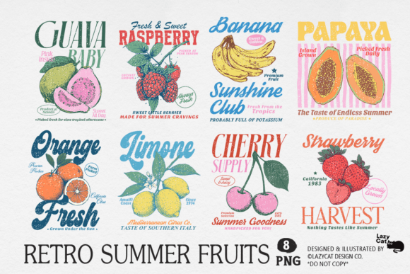 Download Retro Summer Fruits PNG Bundle - Png Collection