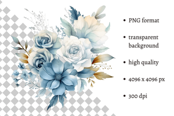 Download Dusty Blue Flowers PNG Illustration - Png Collection