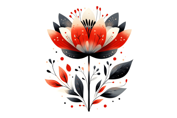 Download Scandinavian Folk Flower Art Print PNG - Png Collection