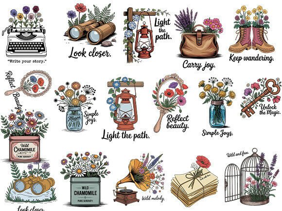 Download Vintage Cottagecore Floral Clipart PNGs. - Png Collection