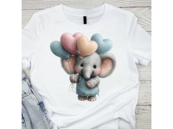 Download 12 PNGs Cute Elephant with Heart Balloon - Png Collection
