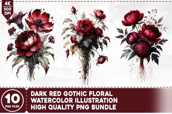Download Dark Red Gothic Floral PNG Bundle - Png Collection