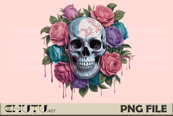 Download Floral Skull PNG Vintage Tattoo Style - Png Collection
