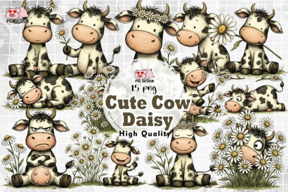 Download Cute Cow Daisy Clipart PNG - Png Collection