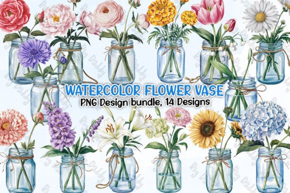 Download Watercolor Flower Vase Clipart PNG - Png Collection