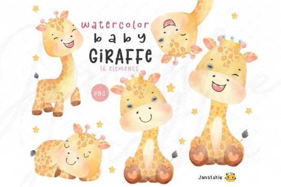 Download Cute Baby Giraffe Watercolor Clipart PNG - Png Collection