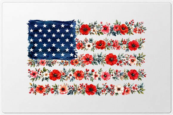 Download Watercolor Floral American Flag PNG - Png Collection